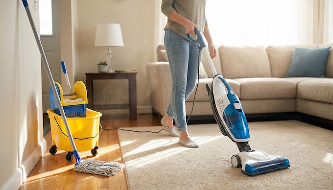vacuum cleaning and mopping