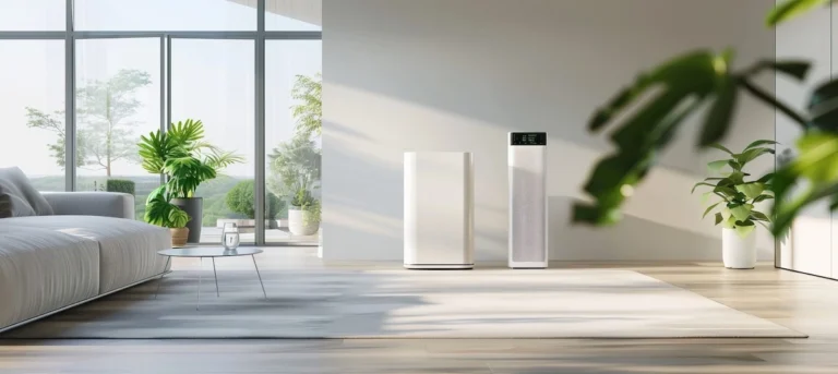 UV Light Air Purifier in a living room with a white couch